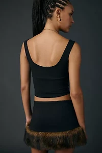 UO Fur-Ever Fine Faux Fur Trim 2-Piece Skirt Set