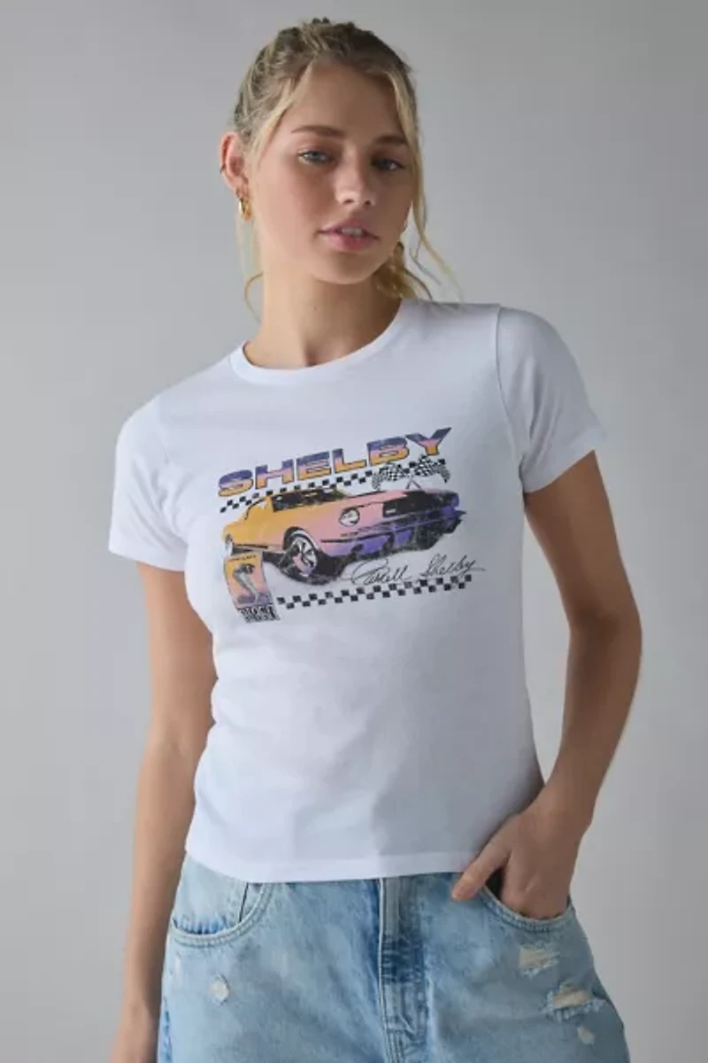 Shelby Race Car Checkerboard Graphic Baby Tee