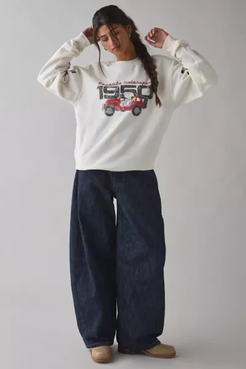 Peanuts Motorsport Graphic Oversized Crew Neck Pullover