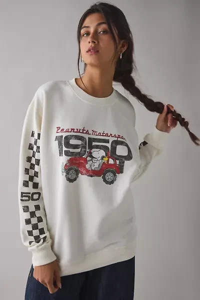 Peanuts Motorsport Graphic Oversized Crew Neck Pullover