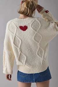 UO Alexa Heart Cable Knit Mockneck Sweater