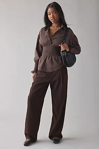 Daisy Street Dash Smocked Waist Peplum Shirt