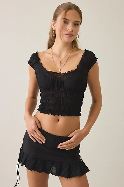 Motel Xavi Shirred Off-The-Shoulder Top