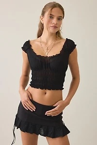 Motel Xavi Shirred Off-The-Shoulder Top