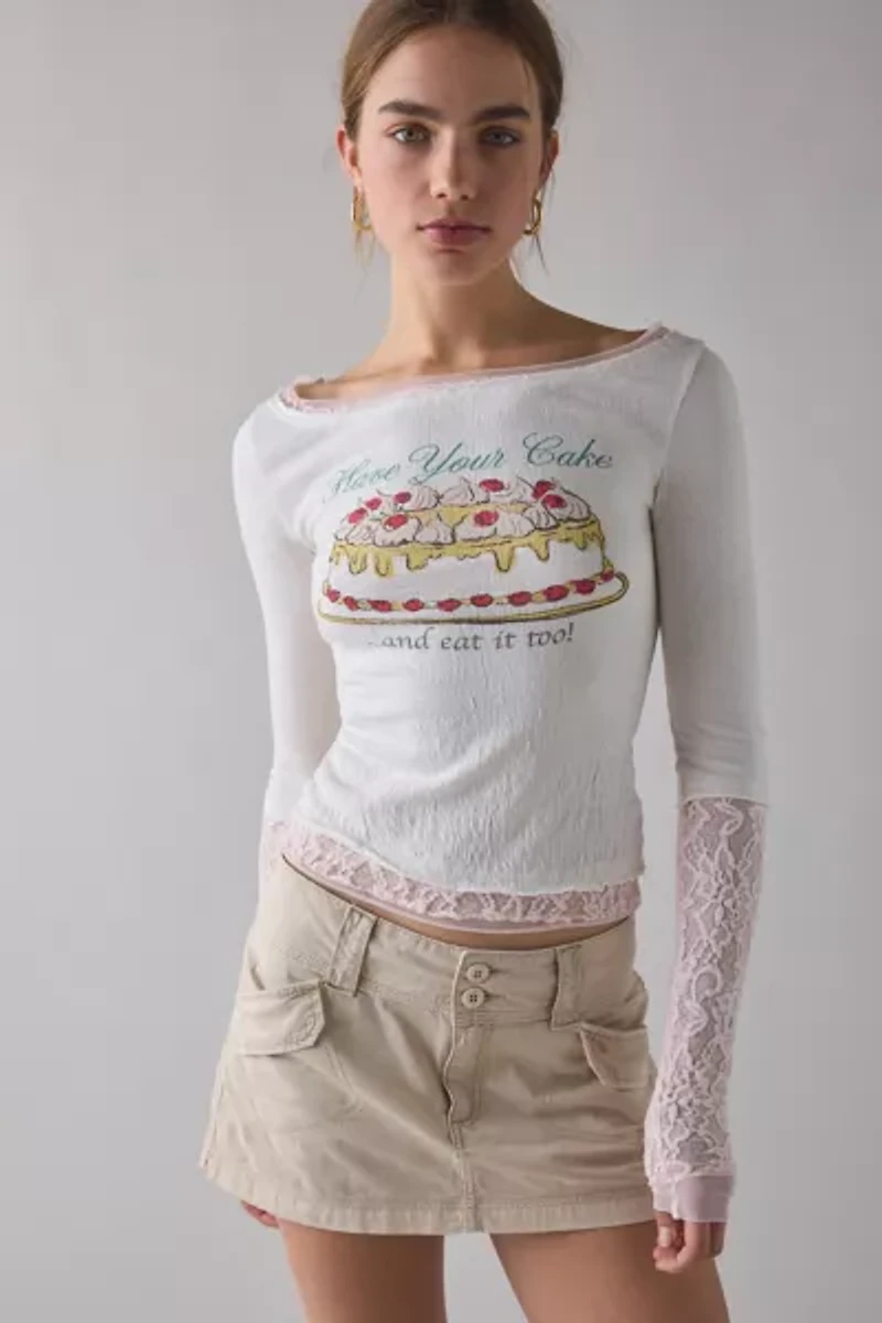 Kimchi Blue Double Trouble Twofer Layered Graphic Long Sleeve Tee