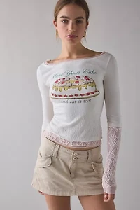 Kimchi Blue Double Trouble Twofer Layered Graphic Long Sleeve Tee