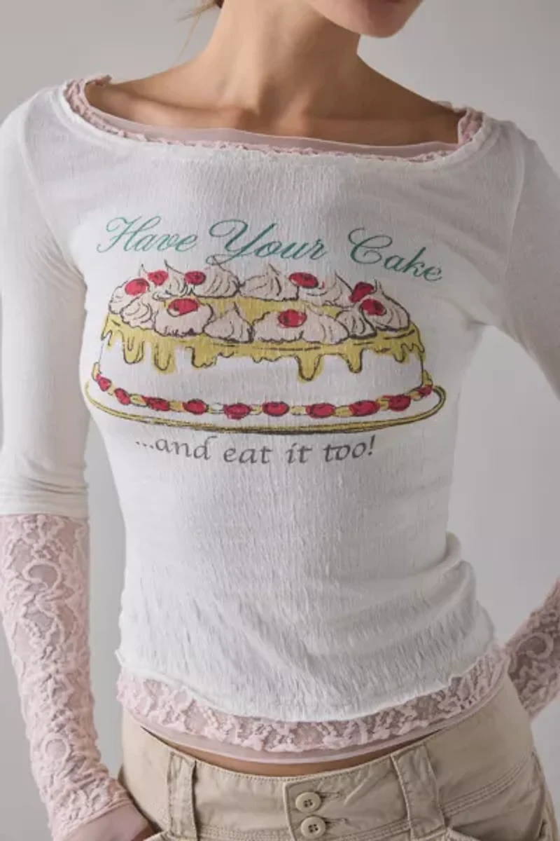 Kimchi Blue Double Trouble Twofer Layered Graphic Long Sleeve Tee