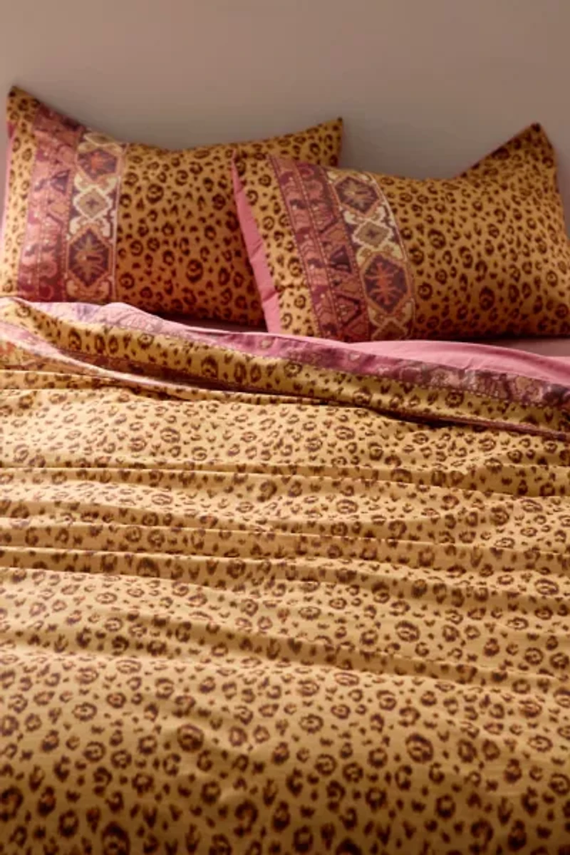 Boho Cheetah Border Duvet Cover
