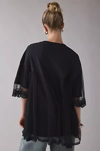 Kimchi Blue Show Stopper Tulle + Lace Layered Oversized Graphic Tee