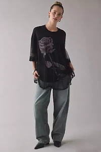 Kimchi Blue Show Stopper Tulle + Lace Layered Oversized Graphic Tee