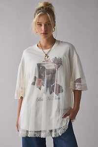 Kimchi Blue Show Stopper Tulle + Lace Layered Oversized Graphic Tee