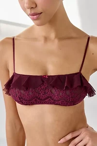 Only Hearts Wine Time Tender Ruffle Trim Bralette
