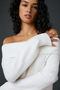 BDG Suzie Long Sleeve Off-The-Shoulder Sweater Dress