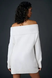 BDG Suzie Long Sleeve Off-The-Shoulder Sweater Dress