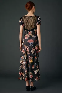 Kimchi Blue Romantic Sheer Lace Trim Satin Slip Maxi Dress