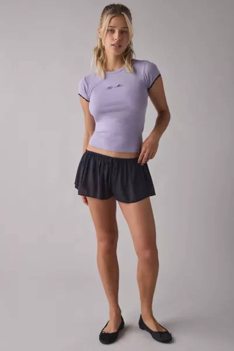 Hot Mess Graphic Lace Trim Baby Tee
