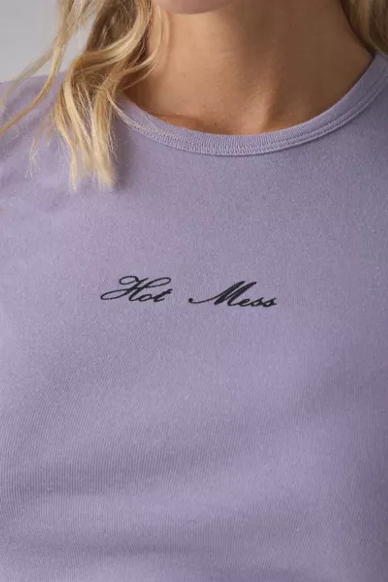 Hot Mess Graphic Lace Trim Baby Tee