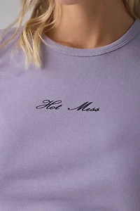 Hot Mess Graphic Lace Trim Baby Tee
