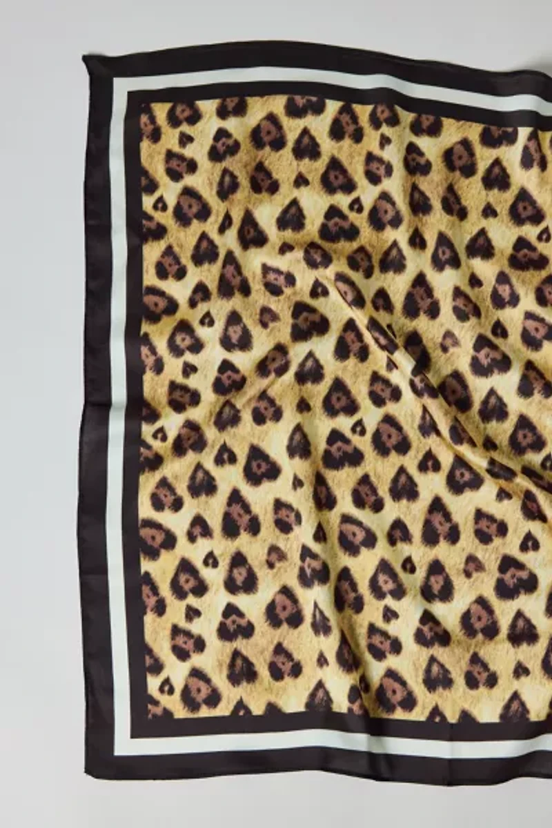Leopard Heart Silky Scarf