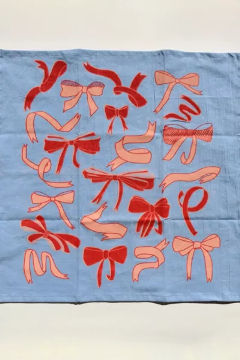 Julie Peach Bows Tea Towel