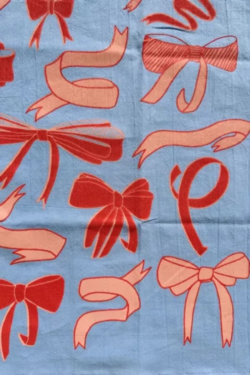 Julie Peach Bows Tea Towel