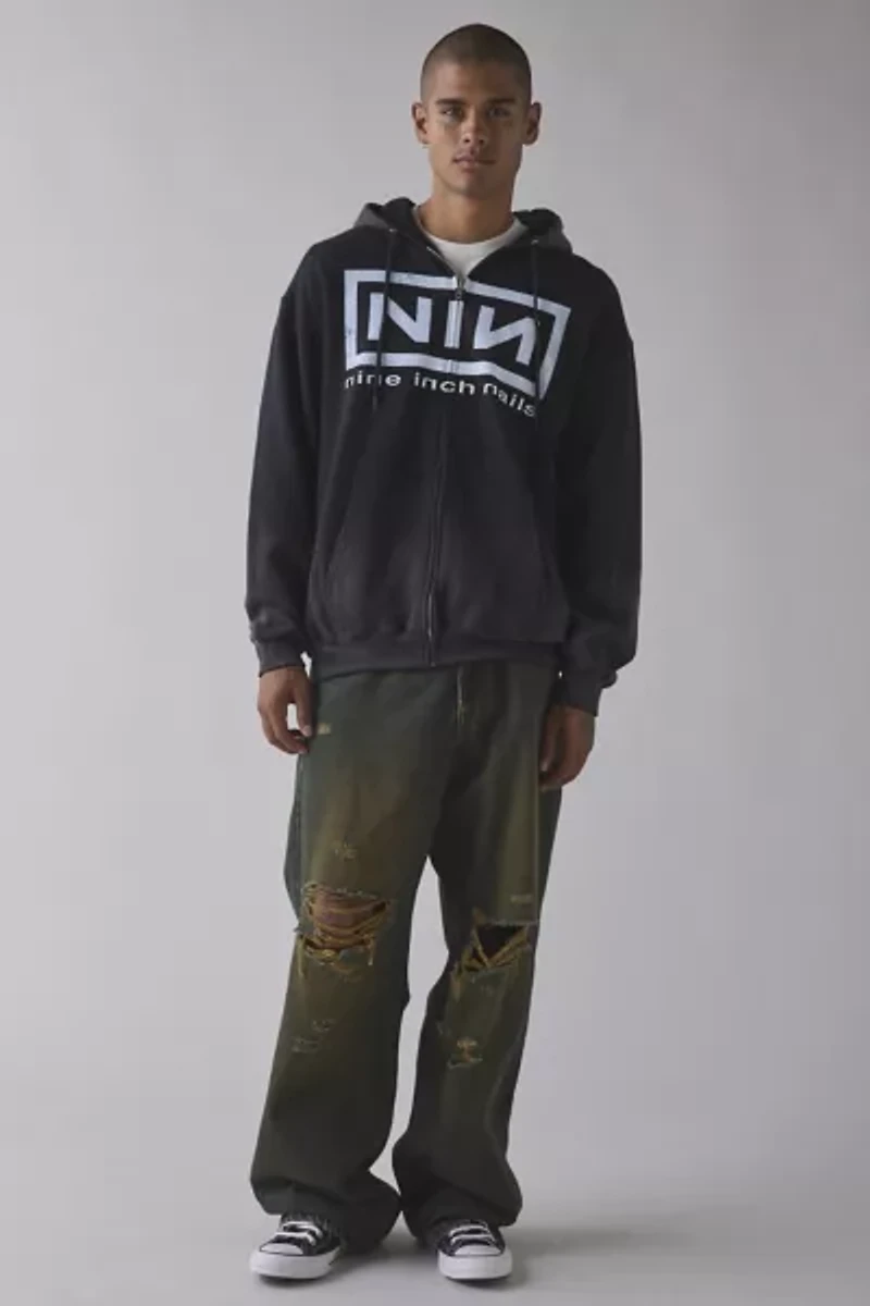 Nine Inch Nails Logo Dye Tech Zip-Up Hoodie Sweatshirt