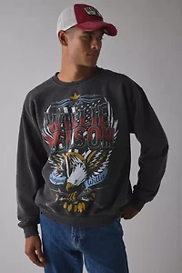 Willie Nelson Eagle Graphic Distressed Crew Neck Sweatshirt