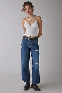 GUESS JEANS G11 Distressed Mid-Rise Wide Leg Jean