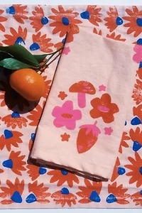Julie Peach Block Printed Berry Shroom Napkins