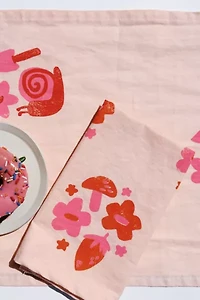 Julie Peach Block Printed Berry Shroom Napkins
