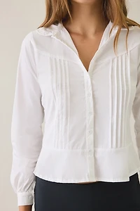 Motel Witaya Pintuck Peplum Button-Down Shirt