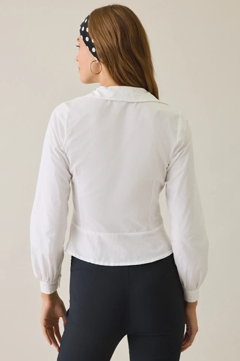 Motel Witaya Pintuck Peplum Button-Down Shirt