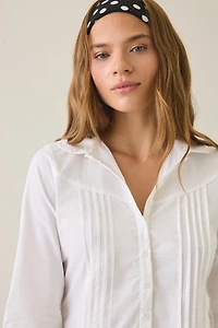 Motel Witaya Pintuck Peplum Button-Down Shirt