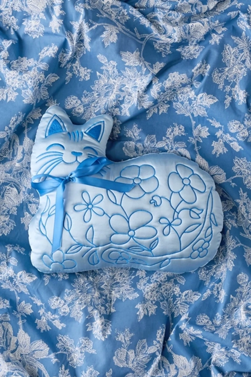 Delfine Cat Shaped Satin Throw Pillow