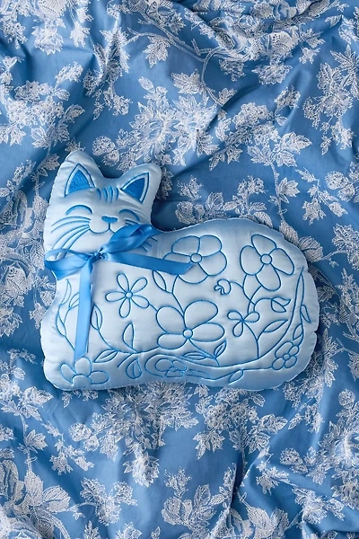 Delfine Cat Shaped Satin Throw Pillow