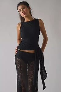 AFRM Batya Asymmetric Knotted Lace Boatneck Tank Top