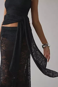 AFRM Batya Asymmetric Knotted Lace Boatneck Tank Top