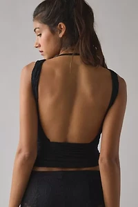 AFRM Batya Asymmetric Knotted Lace Boatneck Tank Top