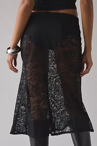 AFRM Hayward Sheer Lace Low-Rise Knee Length Skirt