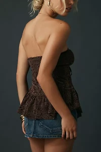 Kimchi Blue Lauren Velvet Bow Trim Lace Tube Top