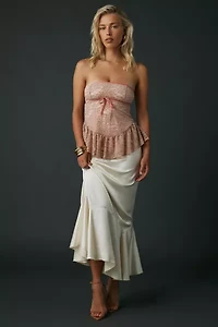 Kimchi Blue Lauren Velvet Bow Trim Lace Tube Top