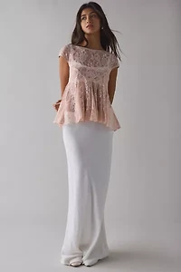 Kimchi Blue Eclipse Sheer Lace Short Sleeve Babydoll Top