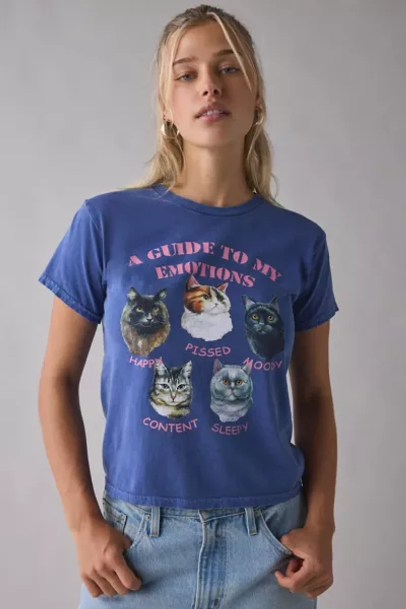 Guide To My Emotions Cat Graphic Slim Tee