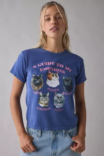 Guide To My Emotions Cat Graphic Slim Tee
