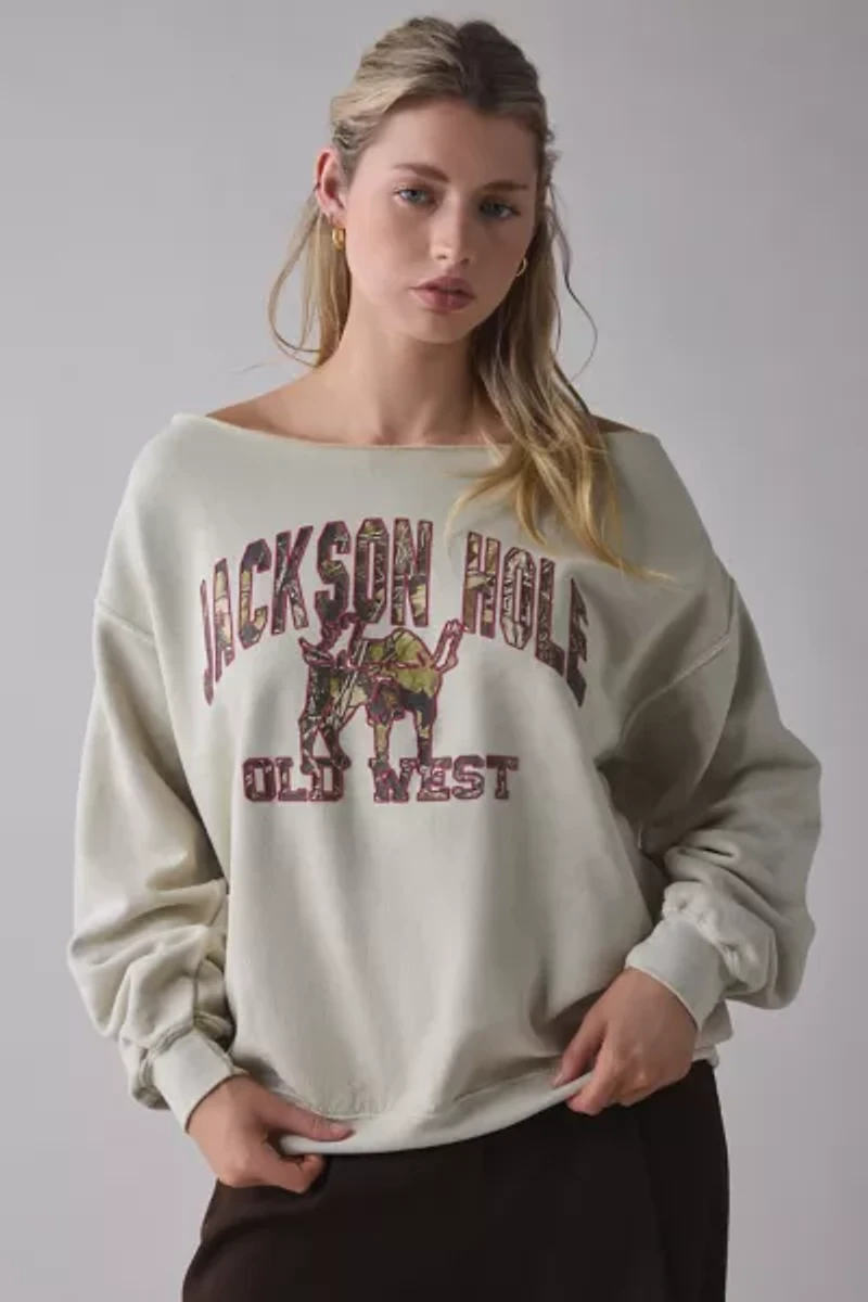 Jackson Hole Graphic Off-The-Shoulder Pullover