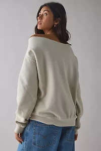 Iconic Rhinestone Graphic Off-The-Shoulder Pullover