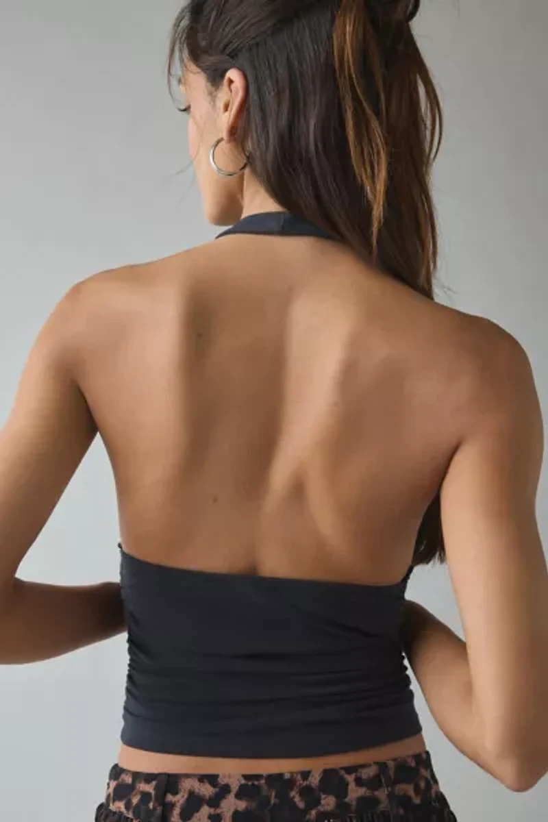 Kimchi Blue Breakup Plunging Cropped Halter Top