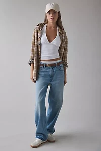 Kimchi Blue Breakup Plunging Cropped Halter Top