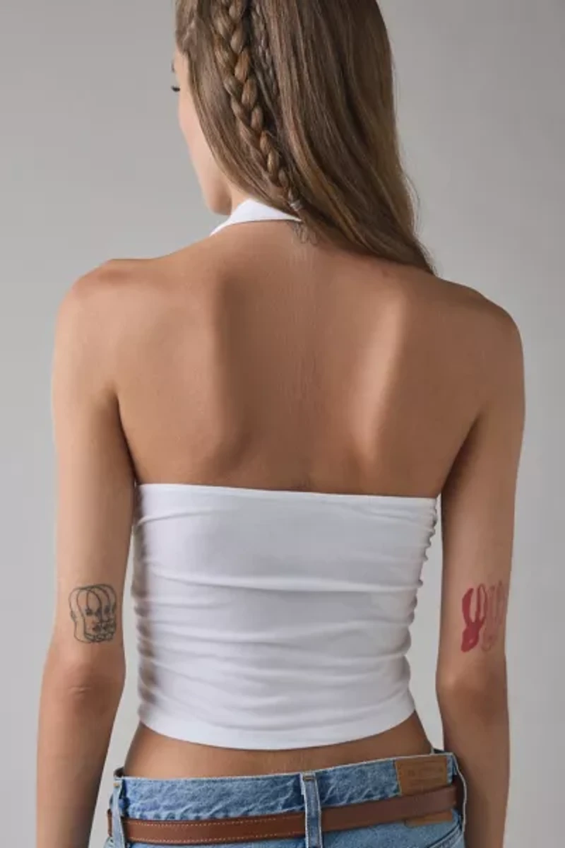 Kimchi Blue Breakup Plunging Cropped Halter Top