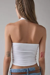 Kimchi Blue Breakup Plunging Cropped Halter Top